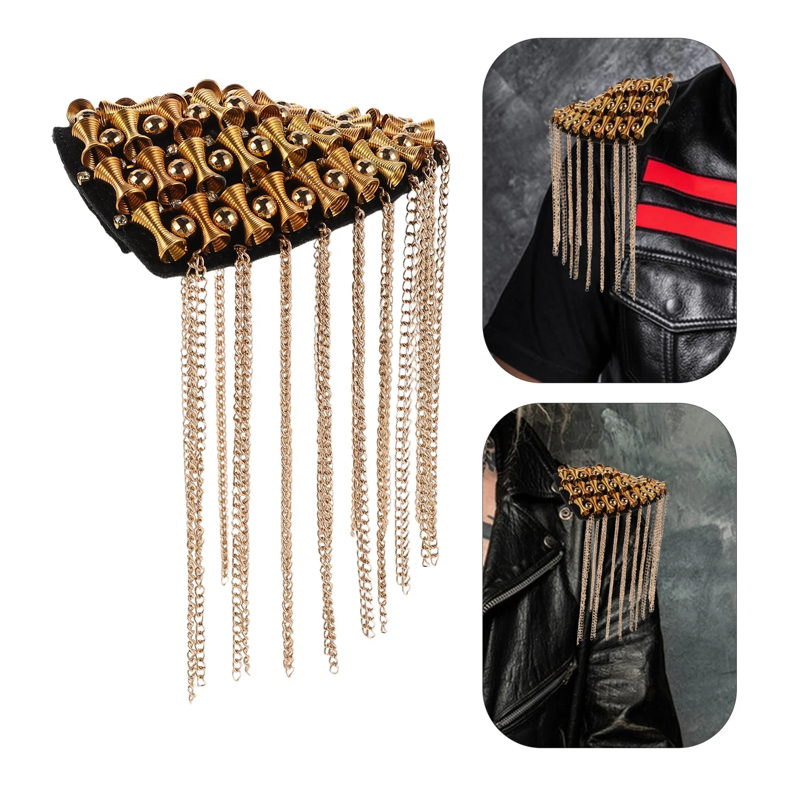 

1 Pair Tassel Chain Epaulette Shoulder Ornament Gothic Retro Badge For Cosplay Punk Costume Festival Wear Metal Fringe Pin