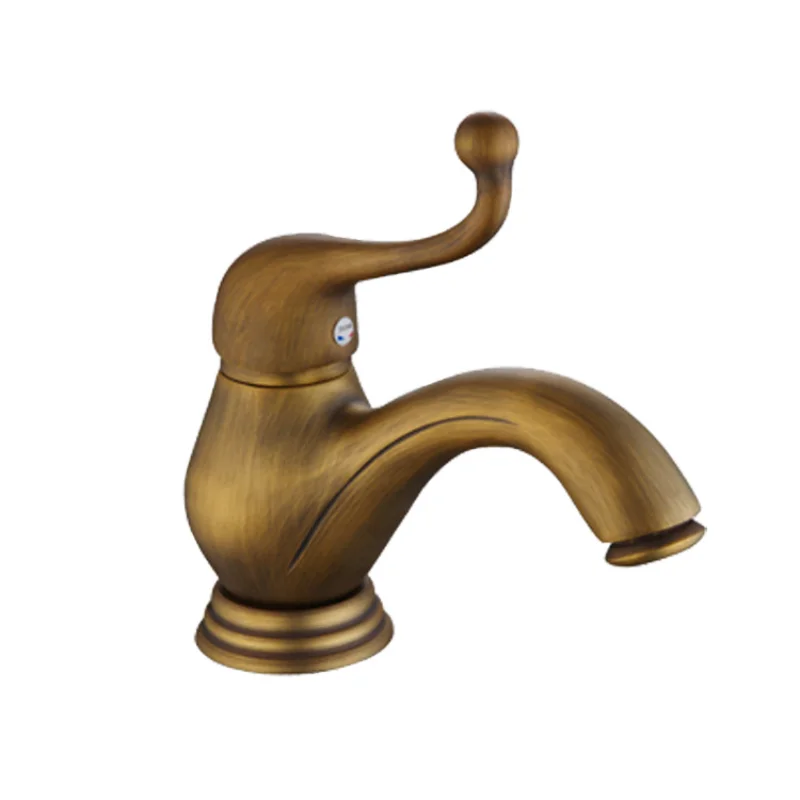 

Антикварный латунный смеситель для раковины в европейском стиле, смеситель для горячей и холодной воды в стиле ретро, смеситель для умывальника с одним отверстием