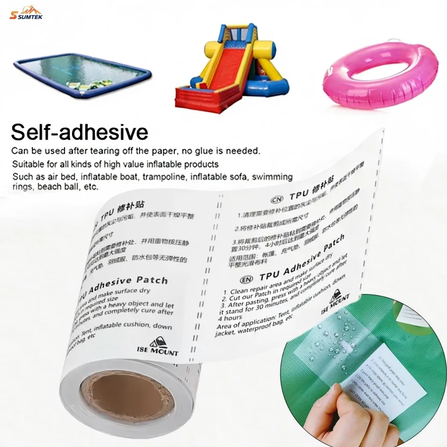 TPU Tent Repair Tape Kit Transparent Tear Patch Set for Inflatable Mattress, Airbeds, Bounce Houses, and Pool Patch Tape