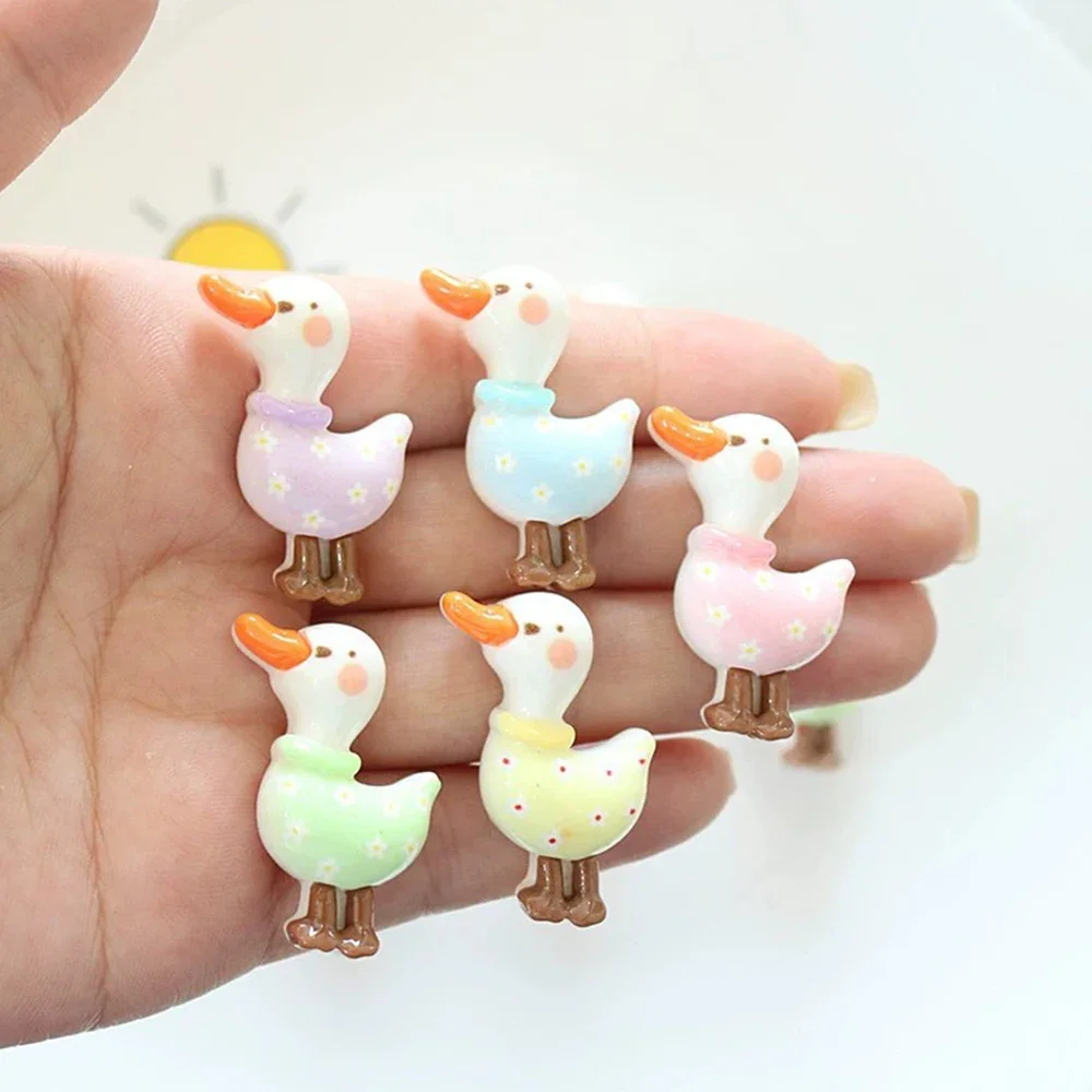 10PCS Shiny 31x20mm Duck Series Miniature Flat Back Resin Cabochons For Hairpin Scrapbooking DIY Home Decor Craft Accessories