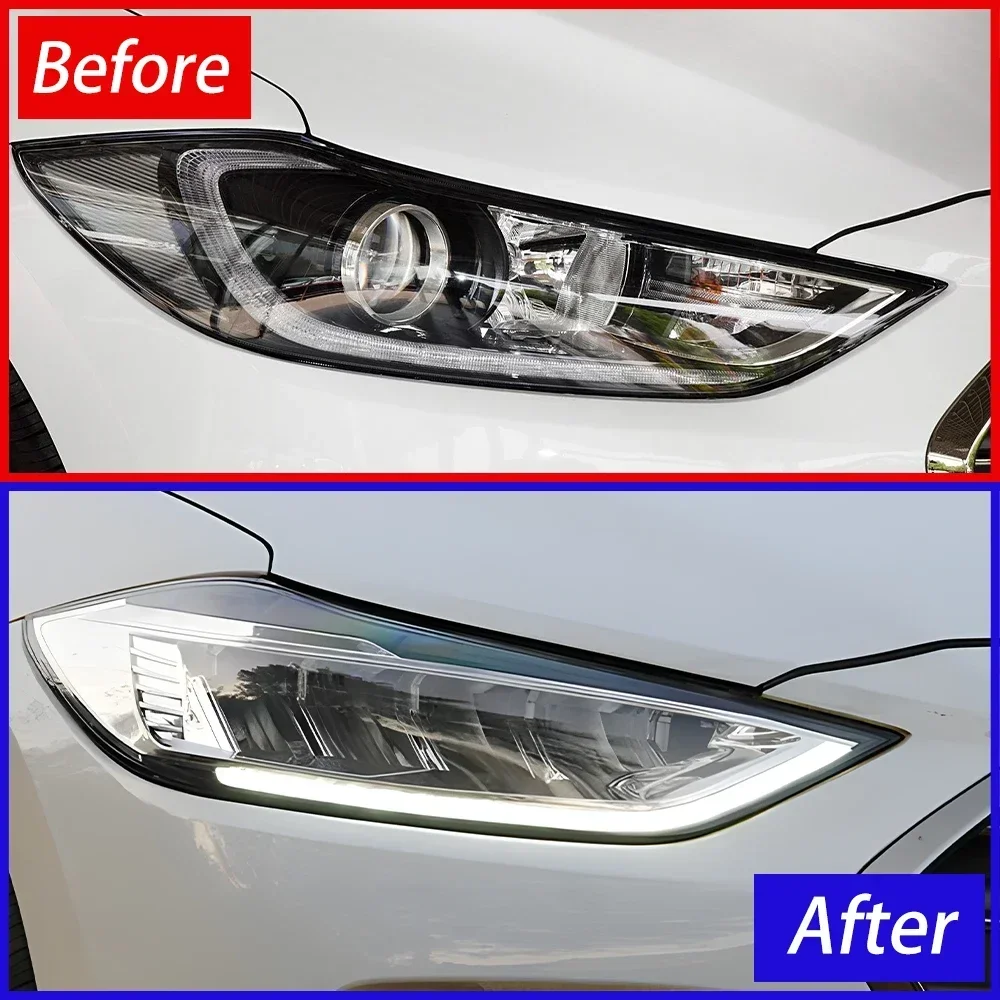 Car Front Lamps For Hyundai Elantra 2016-2020 LED Auto Headlights Assembly Upgrade Angel Eyes Style Projector Lens Accessories