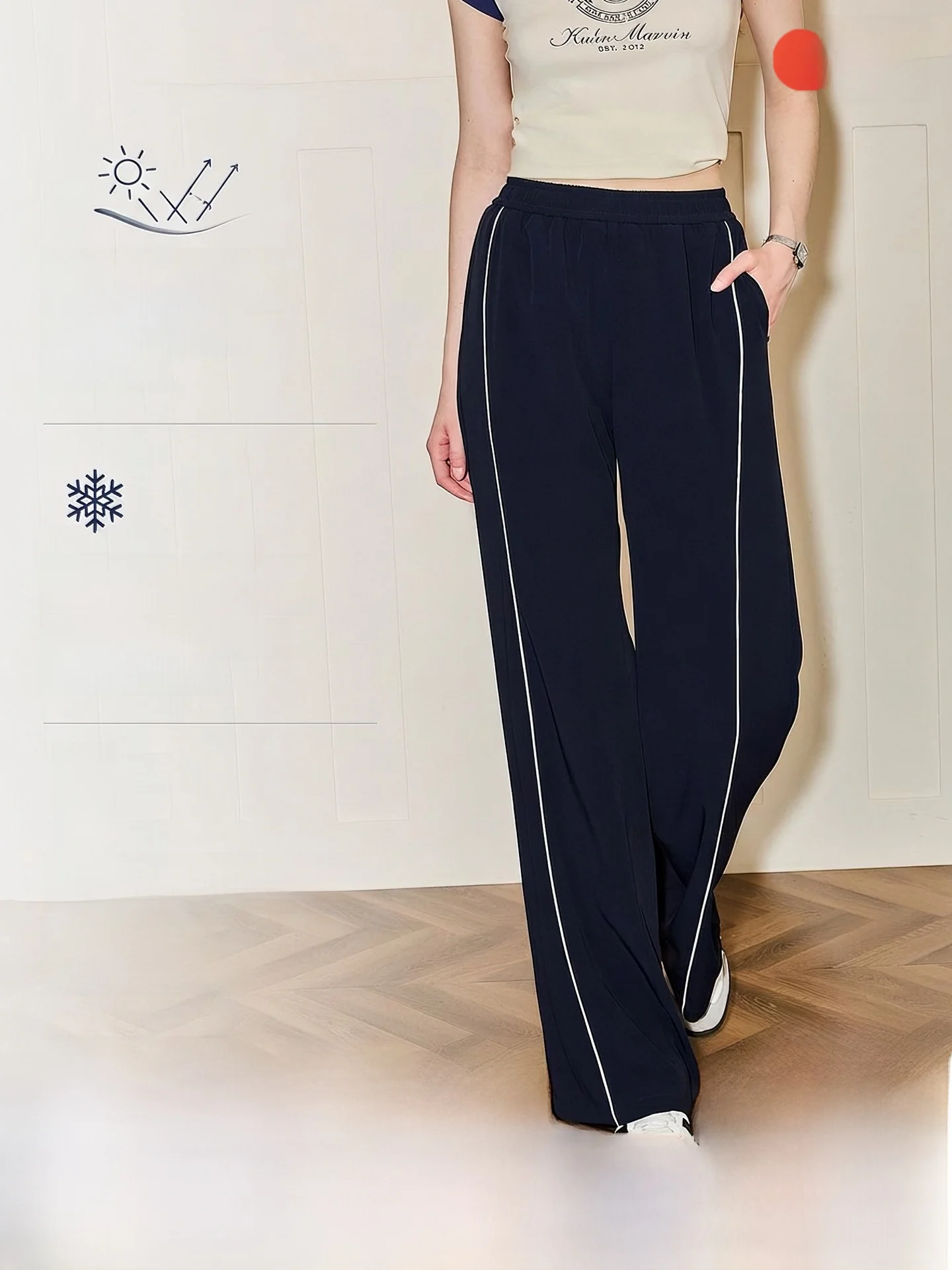 Women's Casual Sports Pants Hip Covering Quick Dry Breathable Commute Style Straight Leg Pants mid High Waist Elastic Waist