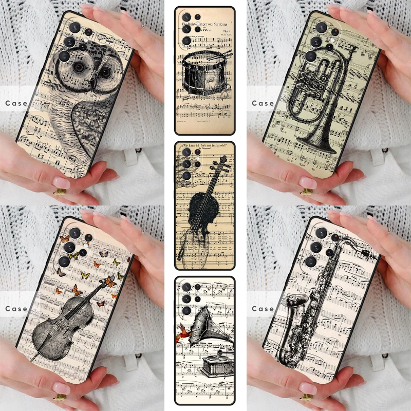 Music Violin dance piano papaer TPU Phone Case for Samsung Galaxy S26 S25 S24 S23 S22 S21 S20 Note10 Plus FE Ultra Cover