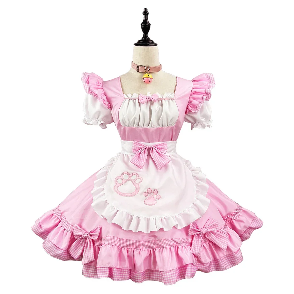 Black Cute Lolita Cat Maid Dress Costumes Cosplay Cat Girl Maid Dress Suit for Waitress Maid Party Stage Costumes S -5XL