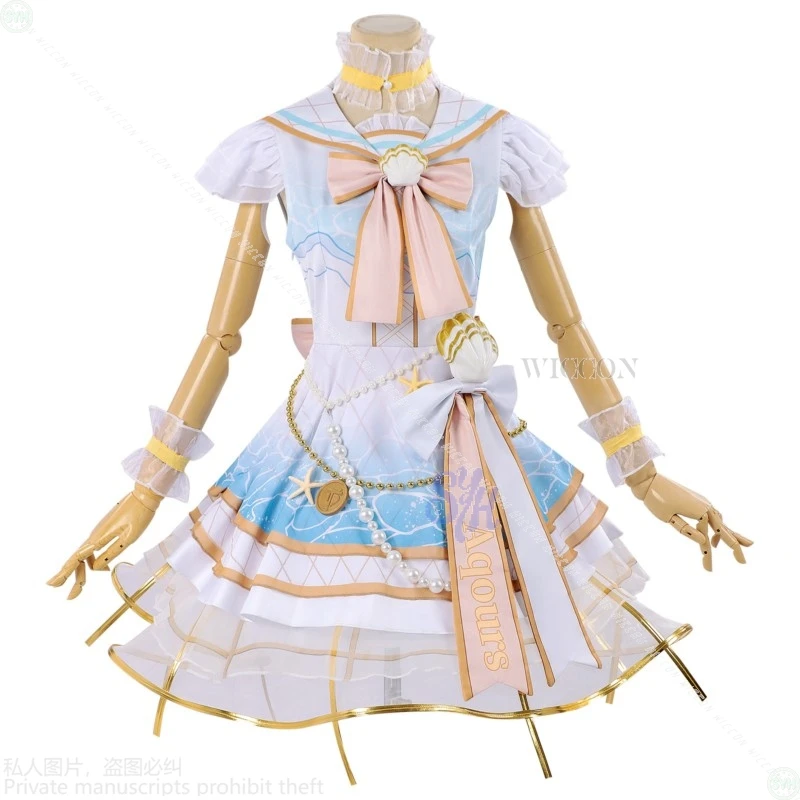 حب الحياة! أشعة الشمس!! ماتسورا كانان أزياء تنكرية صدف لوليتا كعكة فستان أيدول موحدة شعر مستعار للهالوين