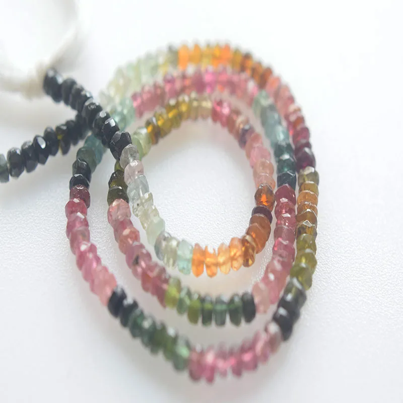 

Tourmaline roundelle square faceted multicolor wholesale for DIY jewelry necklace LOOSE BEADS nature