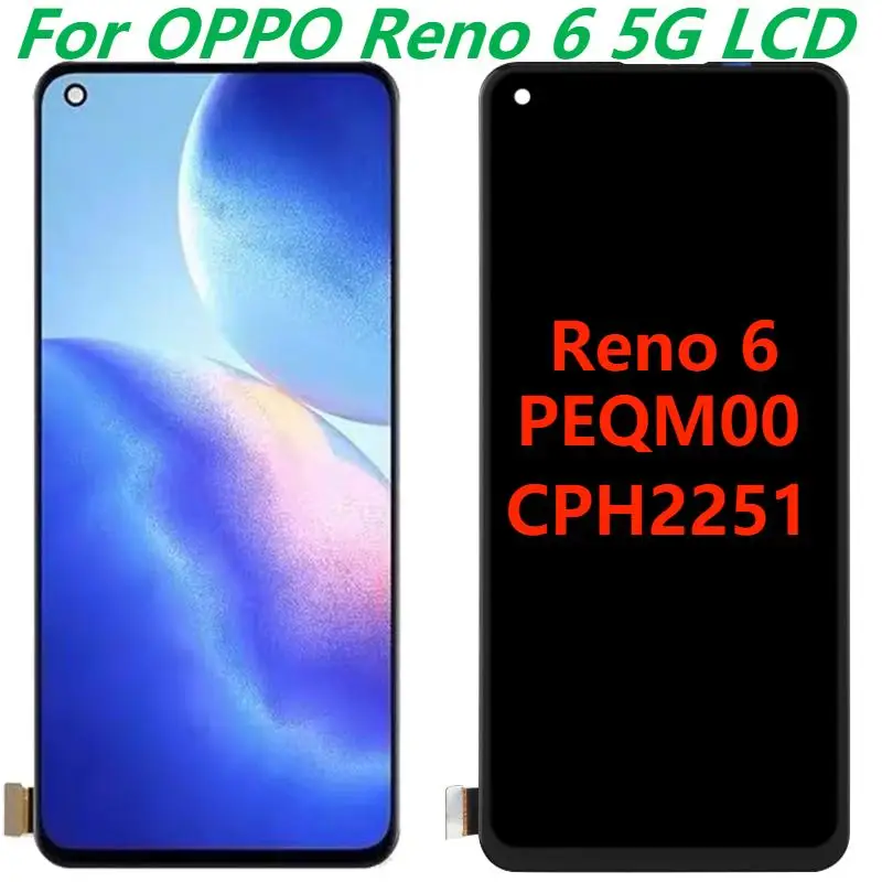 

6.43" Original AMOLED Display For OPPO Reno6 5G PEQM00 CPH2251 LCD Display Touch Screen Digitizer Assembly Replacement Parts