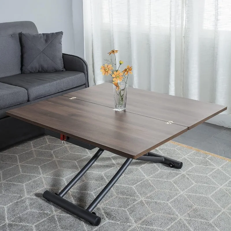 Living room dining table folding metal lifting bracket multifunctional transformation dinner kitchen coffee table