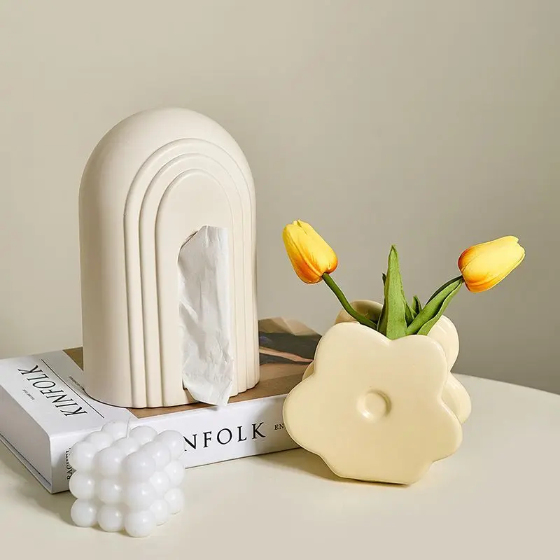 

Nordic Rainbow Arch Ceramic Tissue Box Home Decor Napkin Case Paper Towel Holder Organizer Container Desktop Ornament Creative