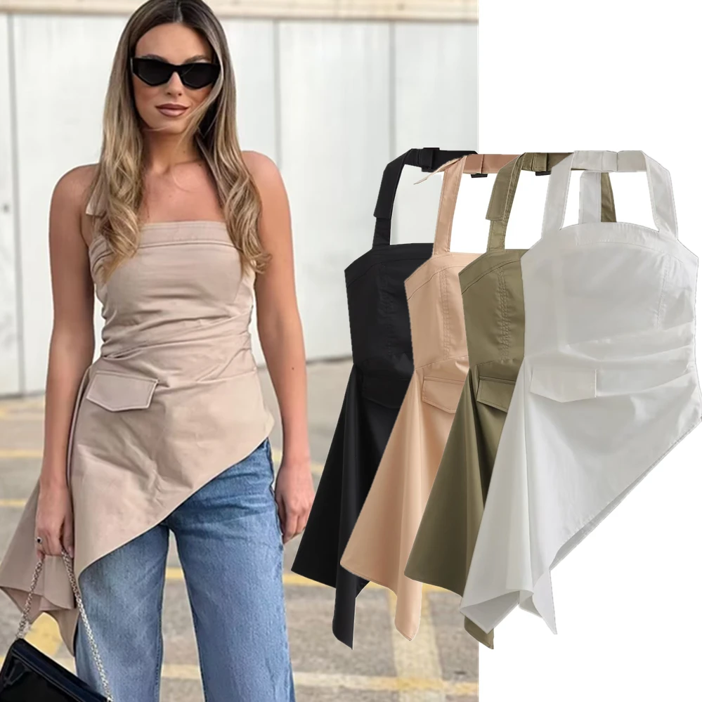 Jenny & Dave Fashion Muticolor camicetta donna French Ins Blogger High Street asimmetrico Sexy Tube Top camicia con spalle scoperte