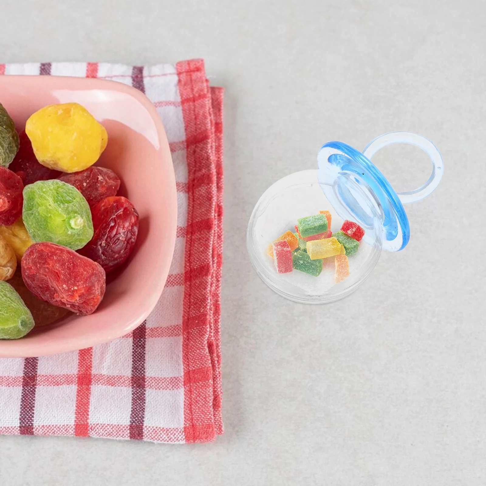 

20Pcs Clear Candy Boxes Pacifier Ring Design Mini Treat Holders for Shower Favors Party Decor Sweets Container
