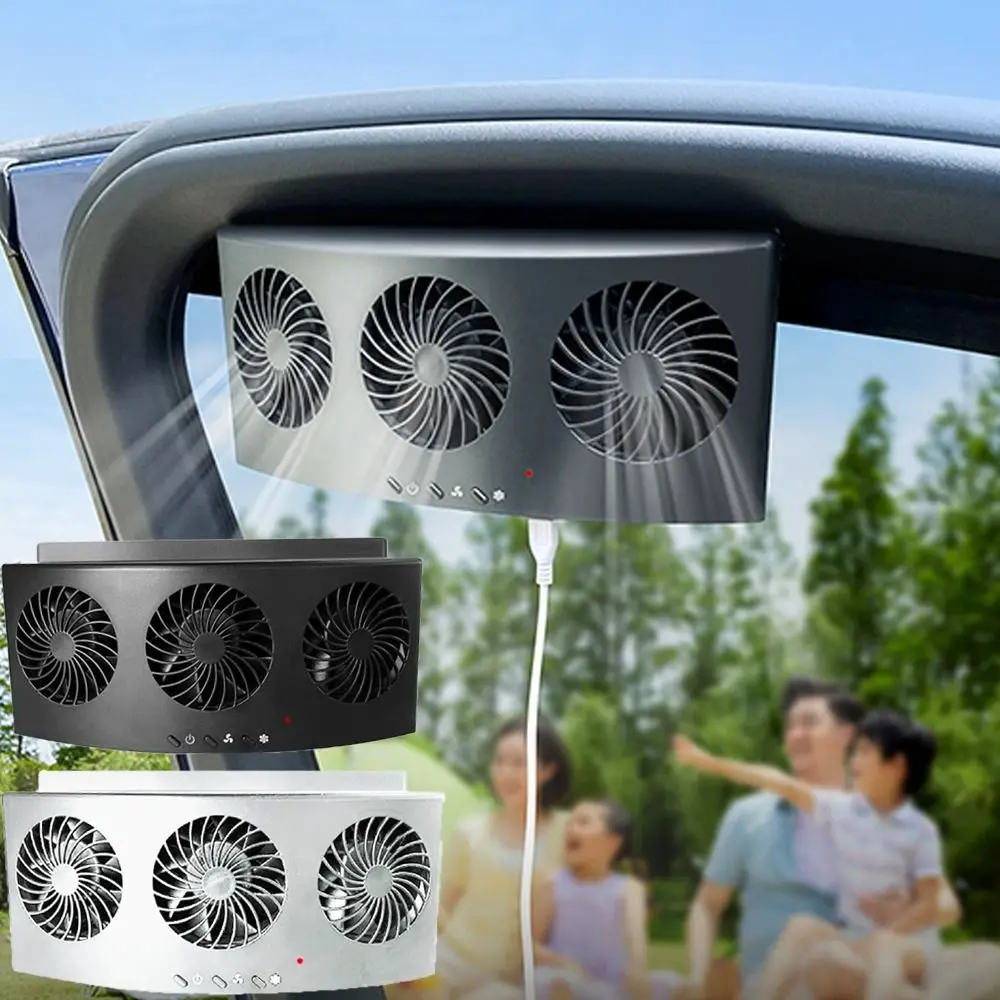 

USB Powered Cool Ventilation Window Vent Auto Radiator Car Exhaust Fan 3-Head Cooling Fan Car Air Purifier