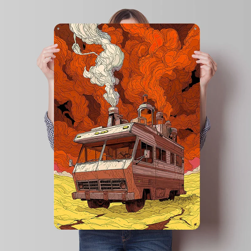 Chemical Campervan Metallposter, personalisierte Wandkunst, Retro-Vintage-Metallschilder für Gaming-Raumdekoration, gemütliche Hausinneneinrichtung