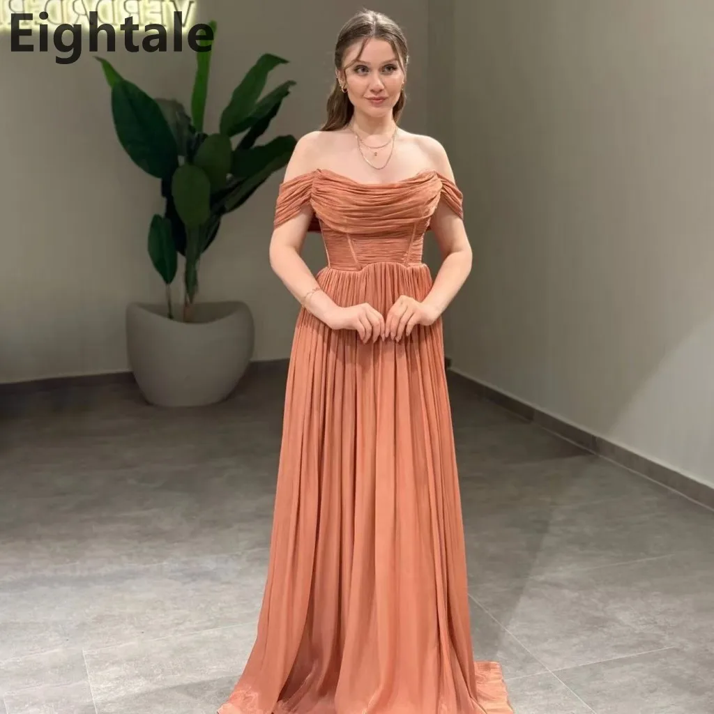 

Eightale 2025 Off Shoulder A Line Maxi Evening Dress For Wedding Party Formal Prom Dress Dubai Party Gown