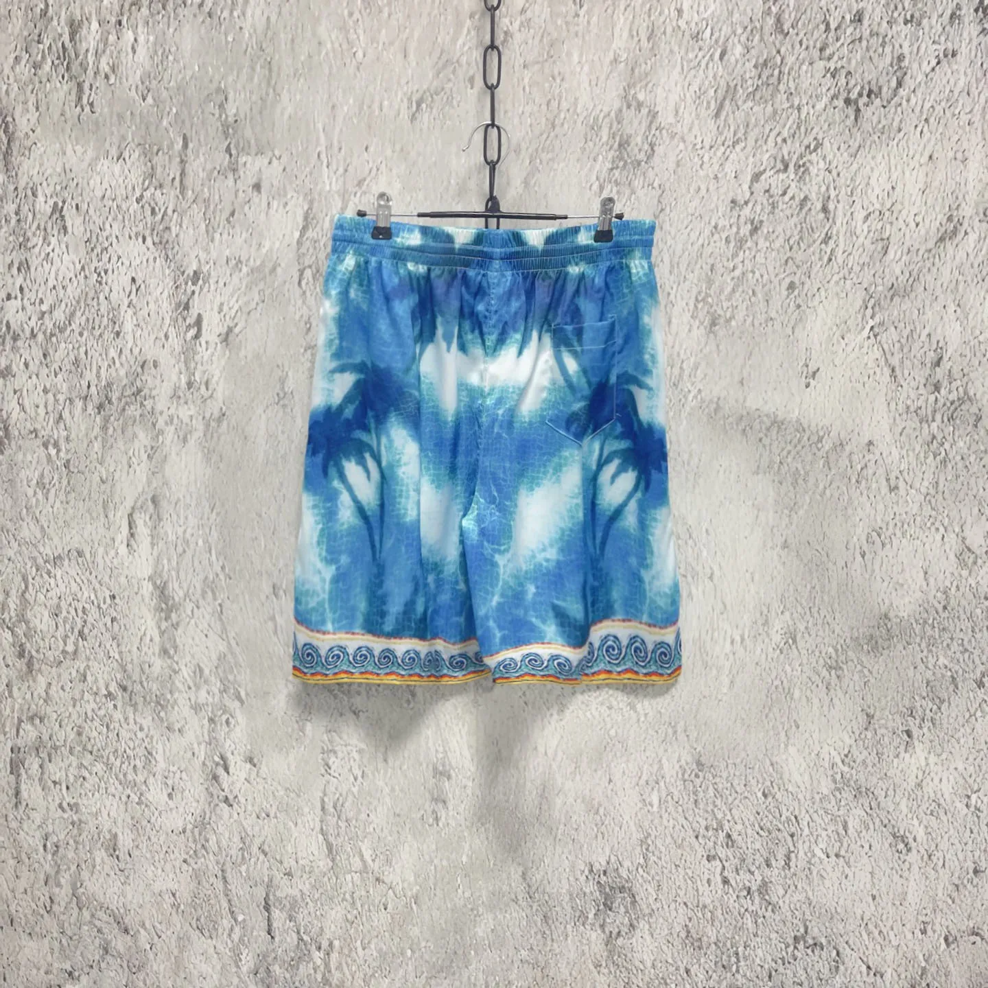 

Casual Hawaiian Vacation Five-Quarter Pants Men's Straight Leg Polyester Fiber Novelty Short Shorts Mediterranean Style