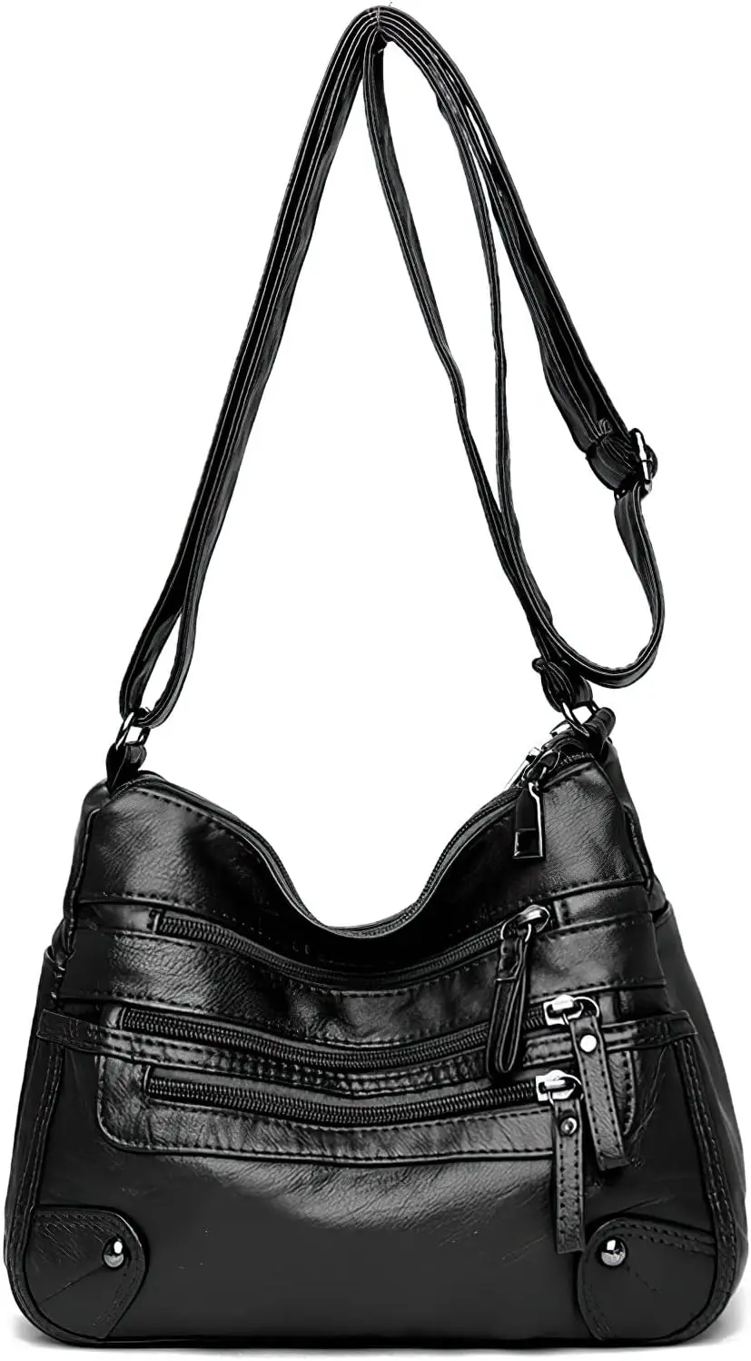 

Женская сумка через плечо - мягкая сумка-клатч из искусственной кожи с несколькими карманами и регулируемым ремнем