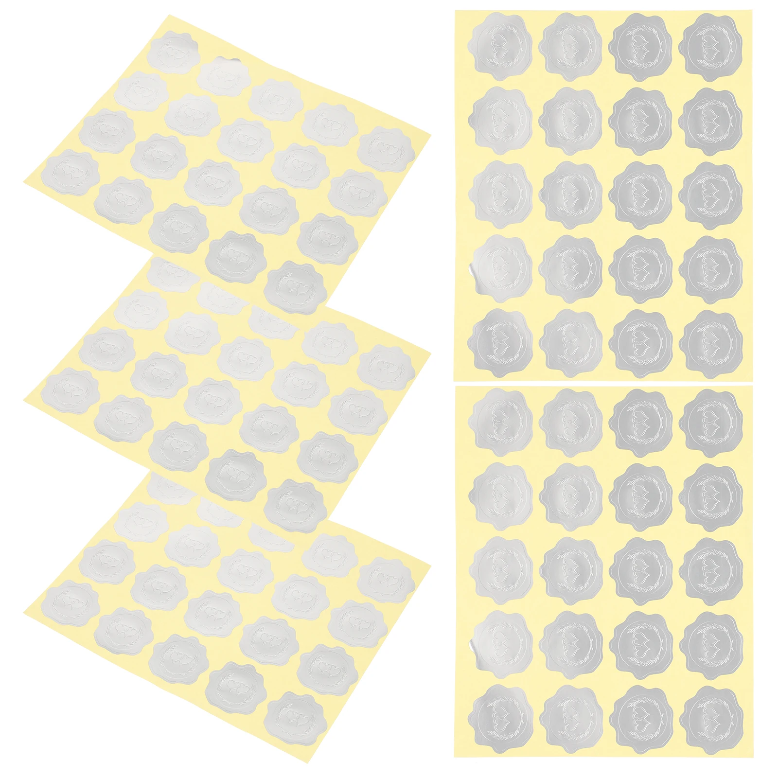 

5 Sheets Silver Embossed Sealer Stickers for Envelopes Decorative Labels Packaging Wedding Small Business Round Seal