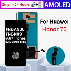 6.67'' AMOLED New For Huawei Honor 70 Honor70 FNE-AN00 FNE-NX9 LCD Display Touch Screen Digitizer Assembly With fingerprint