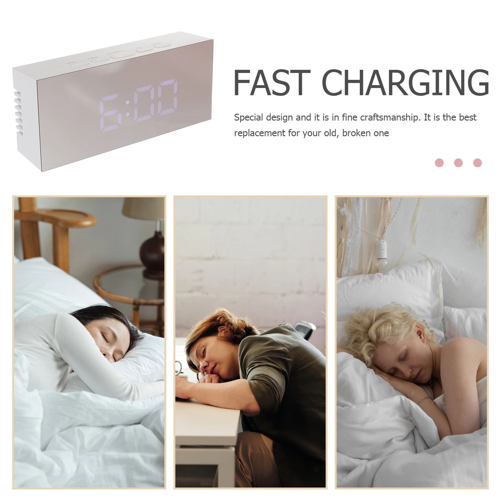 

Electronic Mirror Alarm Clock Multi-function Led Display Charge