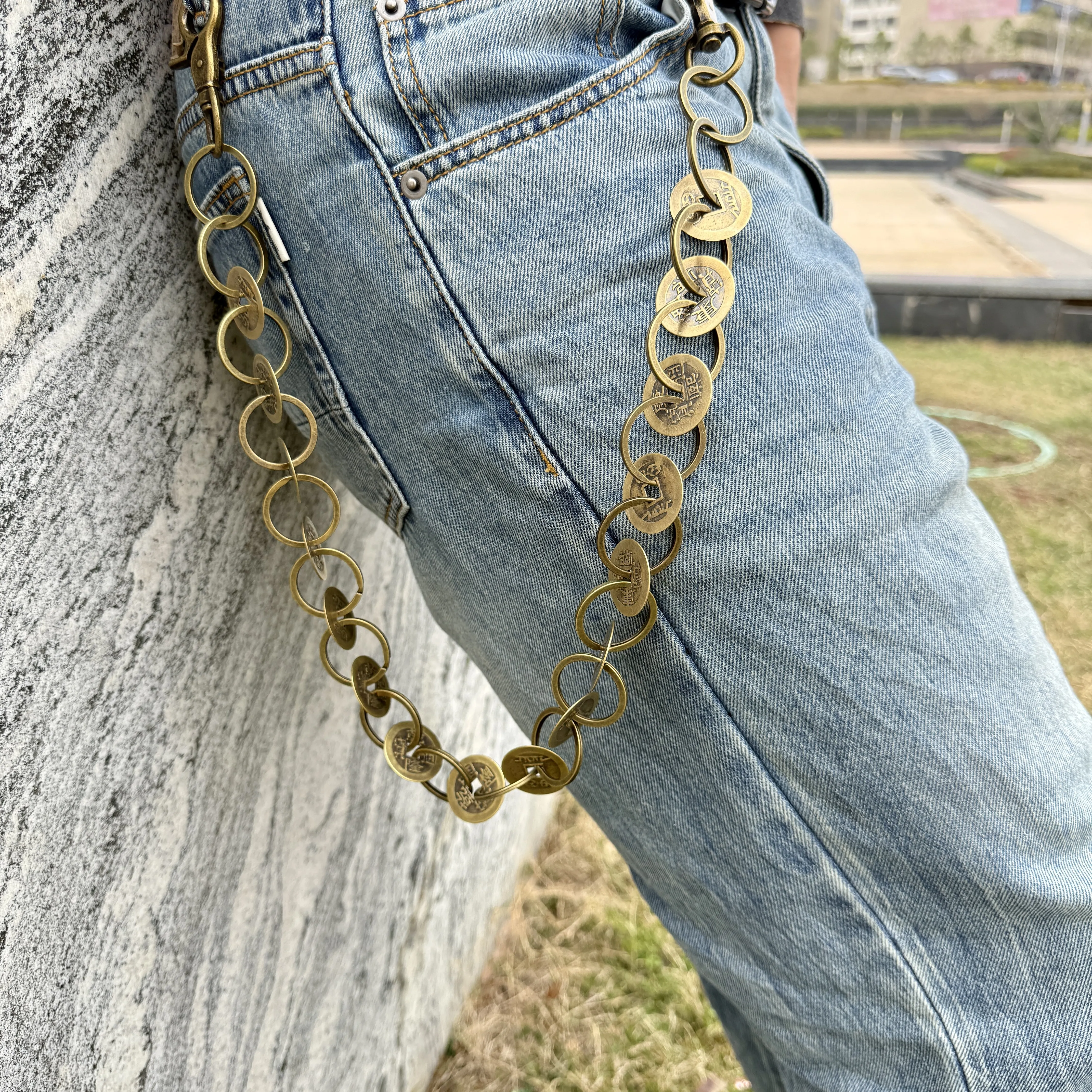 Original debut hip-hop punk style pants chain, personalized safety buckle design, necklace, trendy couple accessories