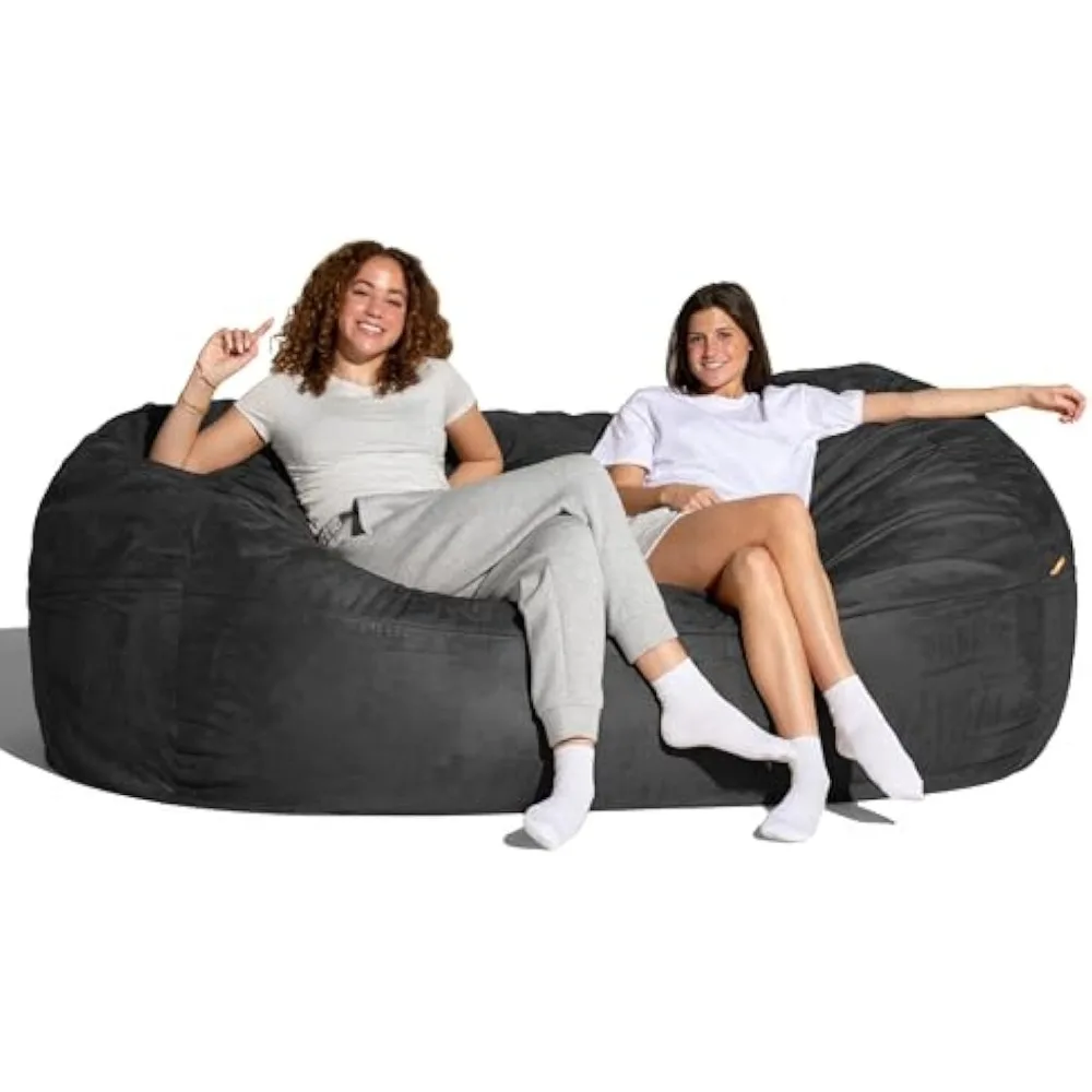 7-Fuß-Sofa mit riesigem Sitzsack, Schwarz