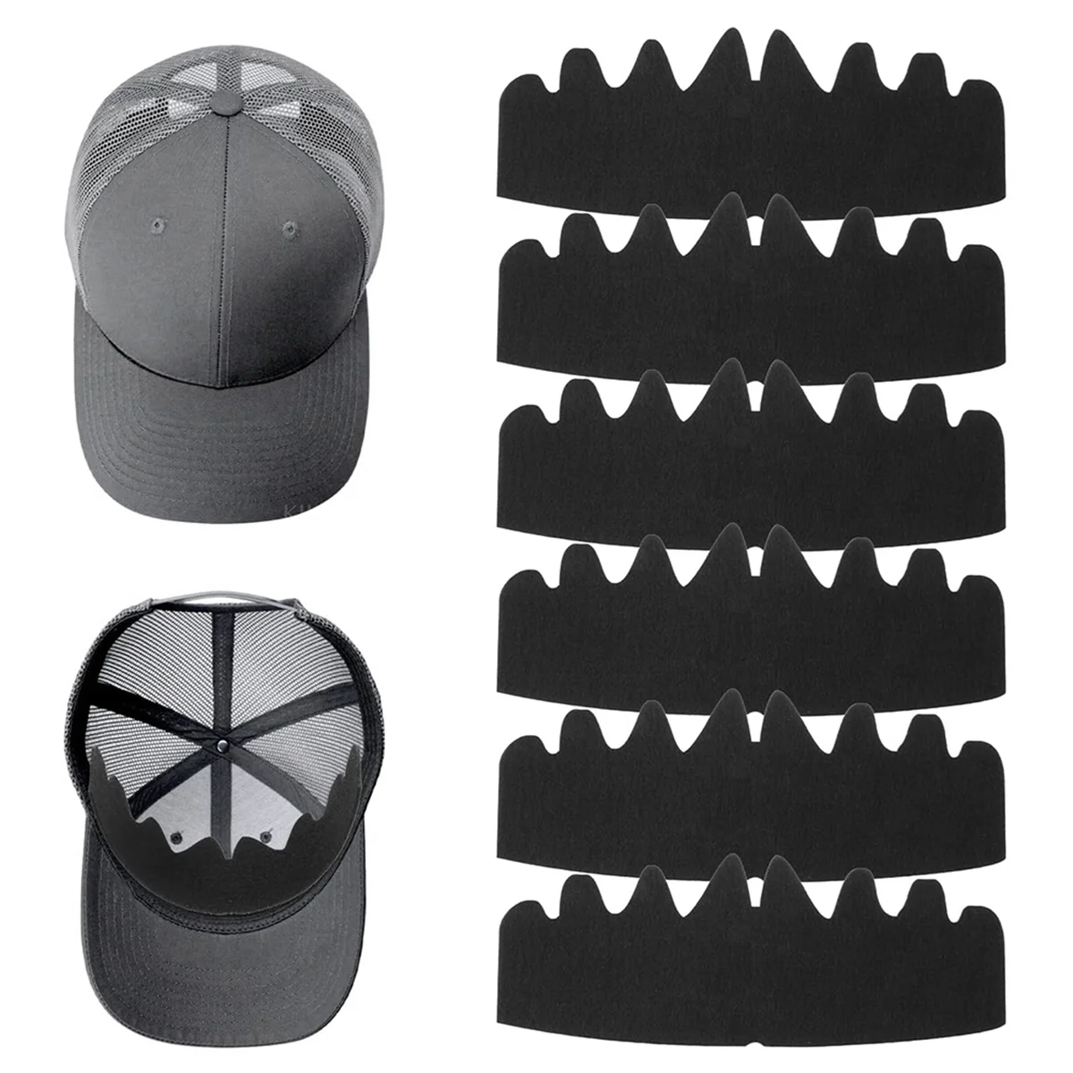 Y31A Baseball Caps Inserts Shapers, Flexible Washable Reusable Hat Liner Cap Fitter Inserts, Felt Hat Sweat Liner 6pcs