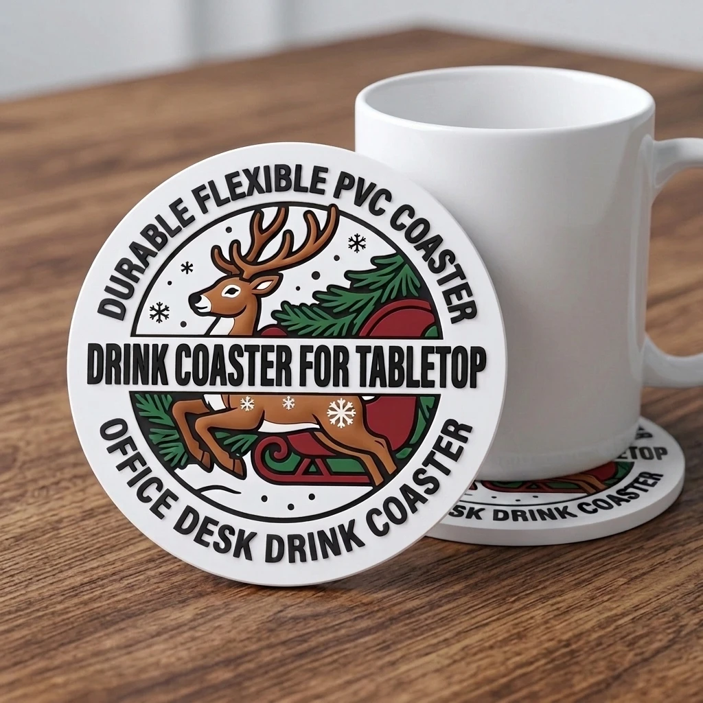 PVC Round Cup Coaster Custom Logo Personalized Non‑Slip Drink Pad Heat Resistant Mat Tabletop Ornament For Corporate Present