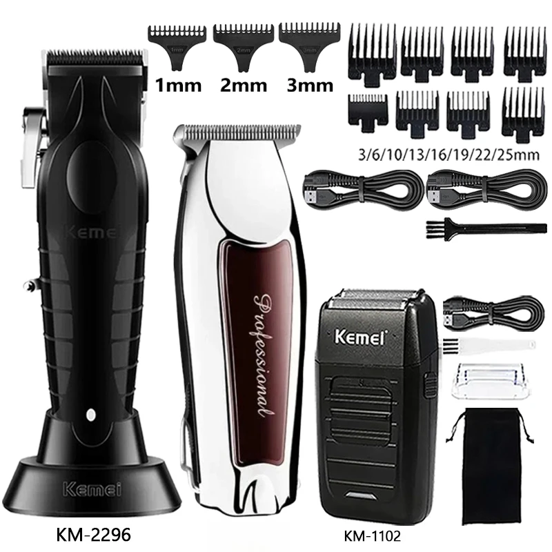 

Машинка для стрижки волос Kemei, электробритва, триммер для волос, профессиональная машинка для стрижки KM-1102 KM-2296 677, триммер для волос для мужчин