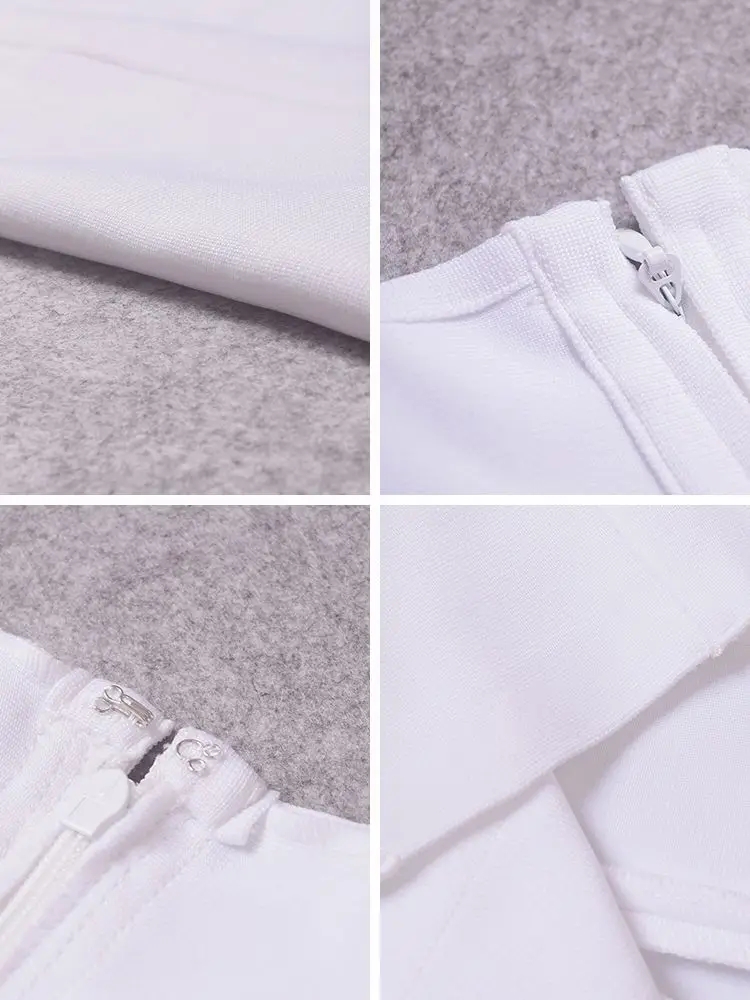 الخريف الربيع الشتاء Bodycon الجوف خارج فستان مثير كم طويل الأبيض شبكة HL ضمادة فستان بالجملة XL ماكسي فيستدوس