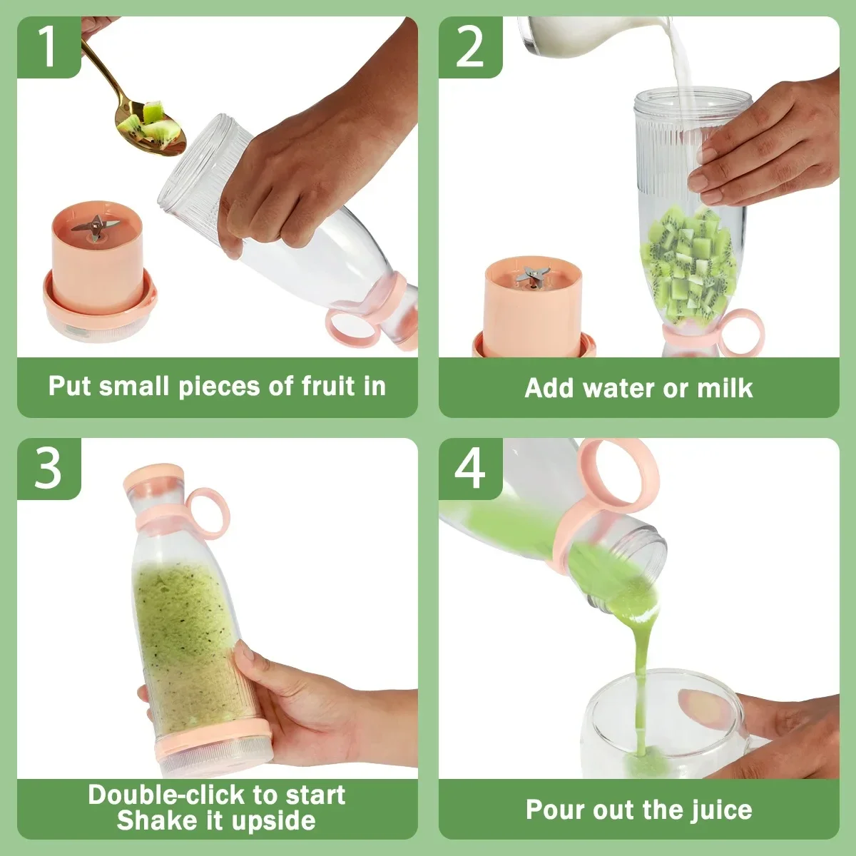 Electric Juice Blender Portable Fruit Juicer USB Rechargeable Smoothie Mini Bottle Travel Multifunctionl Kitchen Home T Hair cut