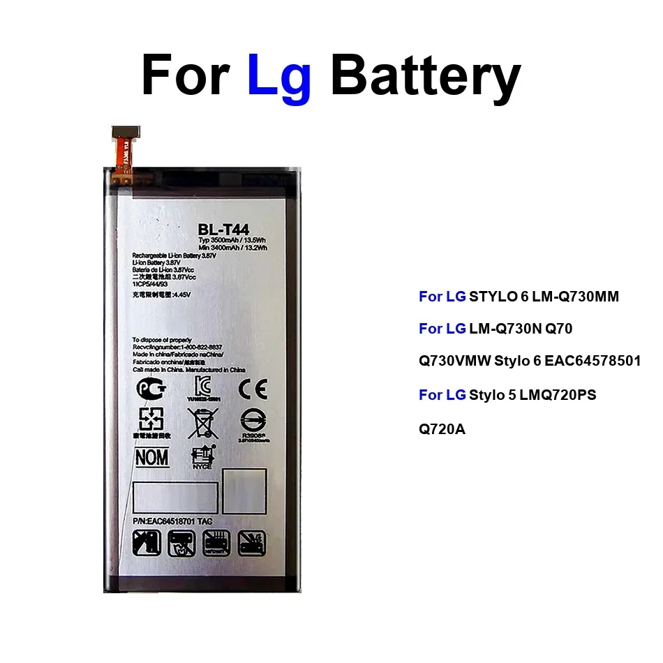 

Mobile Phone Battery Stable BL-T45 BL-T44 BL-T48 3500-4000Mah For LG Stylo 5 6