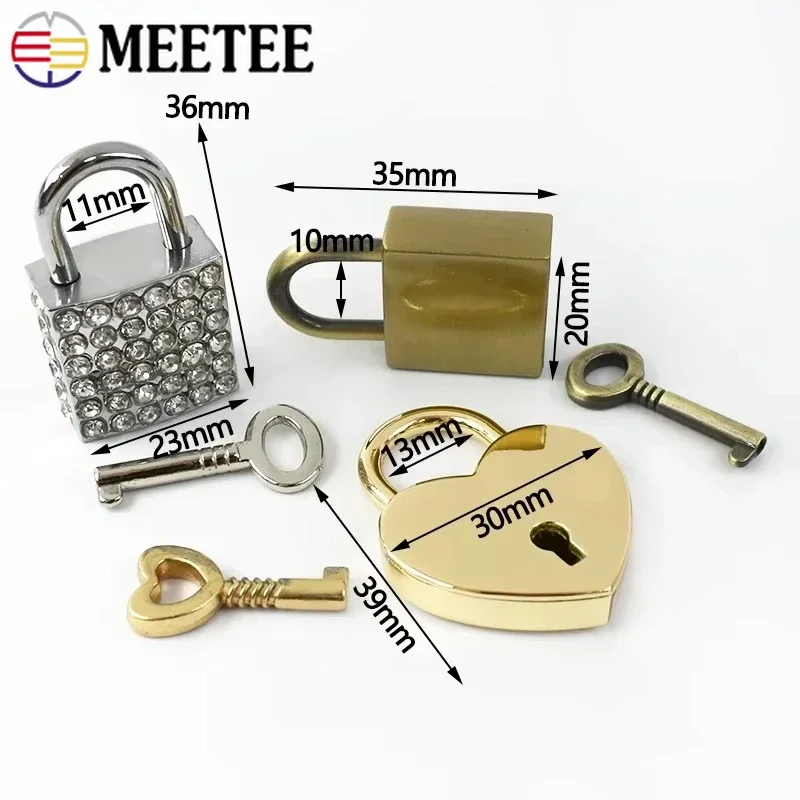 1-3Sets Meetee Handbag Metal Lock Buckle with Key Wallet Closure Clasps Clutch Bags Heart Shaped Padlocks Hardware Accessories view 3