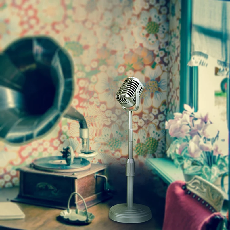 Simulation Klassische Retro Dynamische Gesangs Mikrofon Vintage Stil Mikrofon Universal Ständer Für Live Performanc Karaoke Studio Rekord