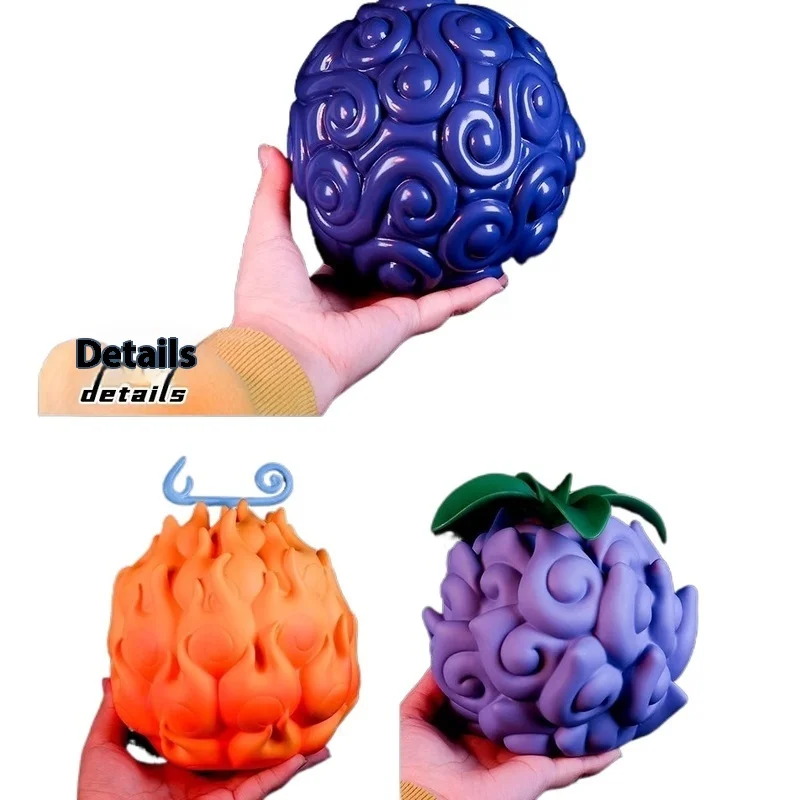 Réplica de fruta del diablo de una pieza - Gomu Gomu no Mi Modelo de PVC de gran tamaño de 15 cm, exhibición coleccionable de fruta de goma Luffy con base