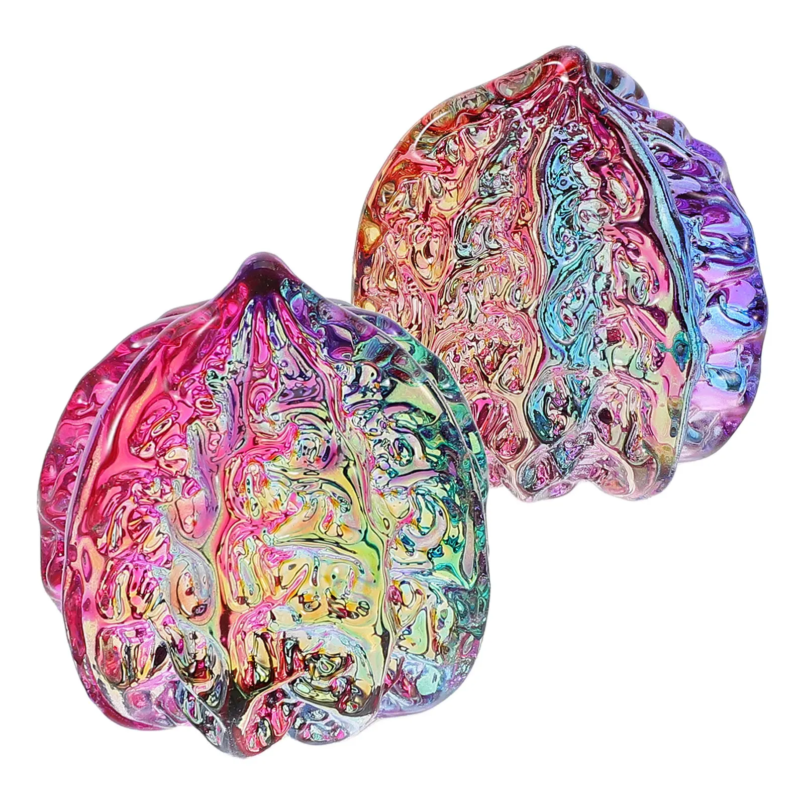 

Пара стеклянных шариков-орехов с текстурными выступами для массажа рук, домашнего декора, миниатюрная скульптура, маленький стеклянный орнамент в виде ореха