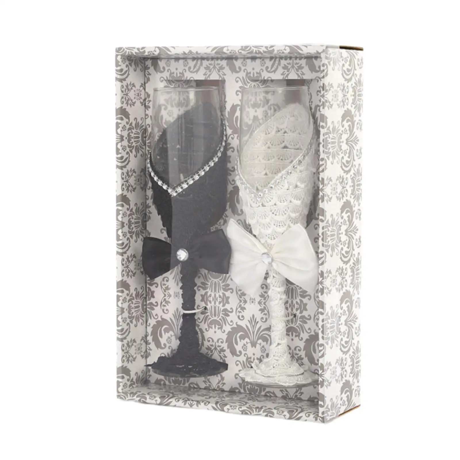Festive Wedding Champagne Goblet with Elegant Satin Bow for Anniversary Dinner Table Setting