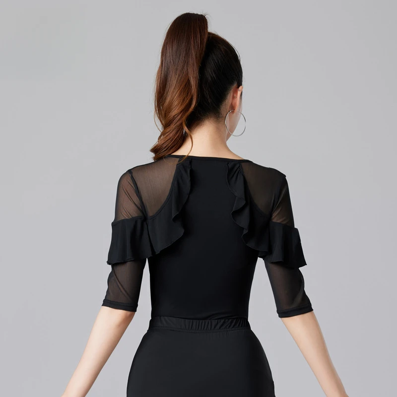 بلوزة صيفية جديدة للرقص اللاتيني للنساء البالغات، ملابس ممارسة الرقص على الطراز الكوبي للرقص على الطراز الكوبي