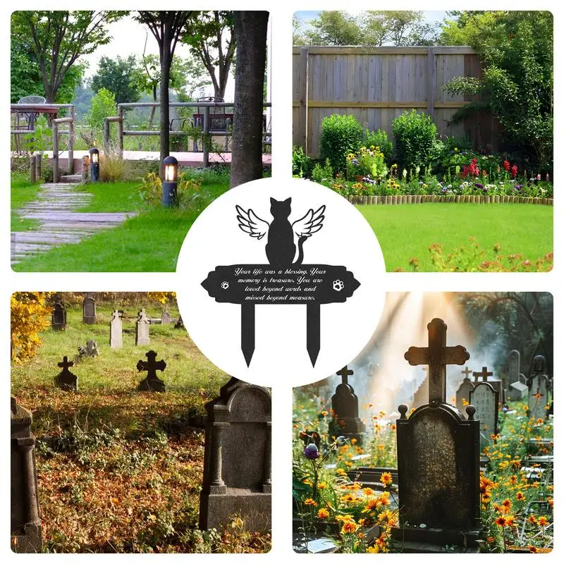 Metal Memorial Stake pet Decorative Grave Stake Waterproof Garden Cemetery Decorations With Words Of Sympathy For Cats And Dogs