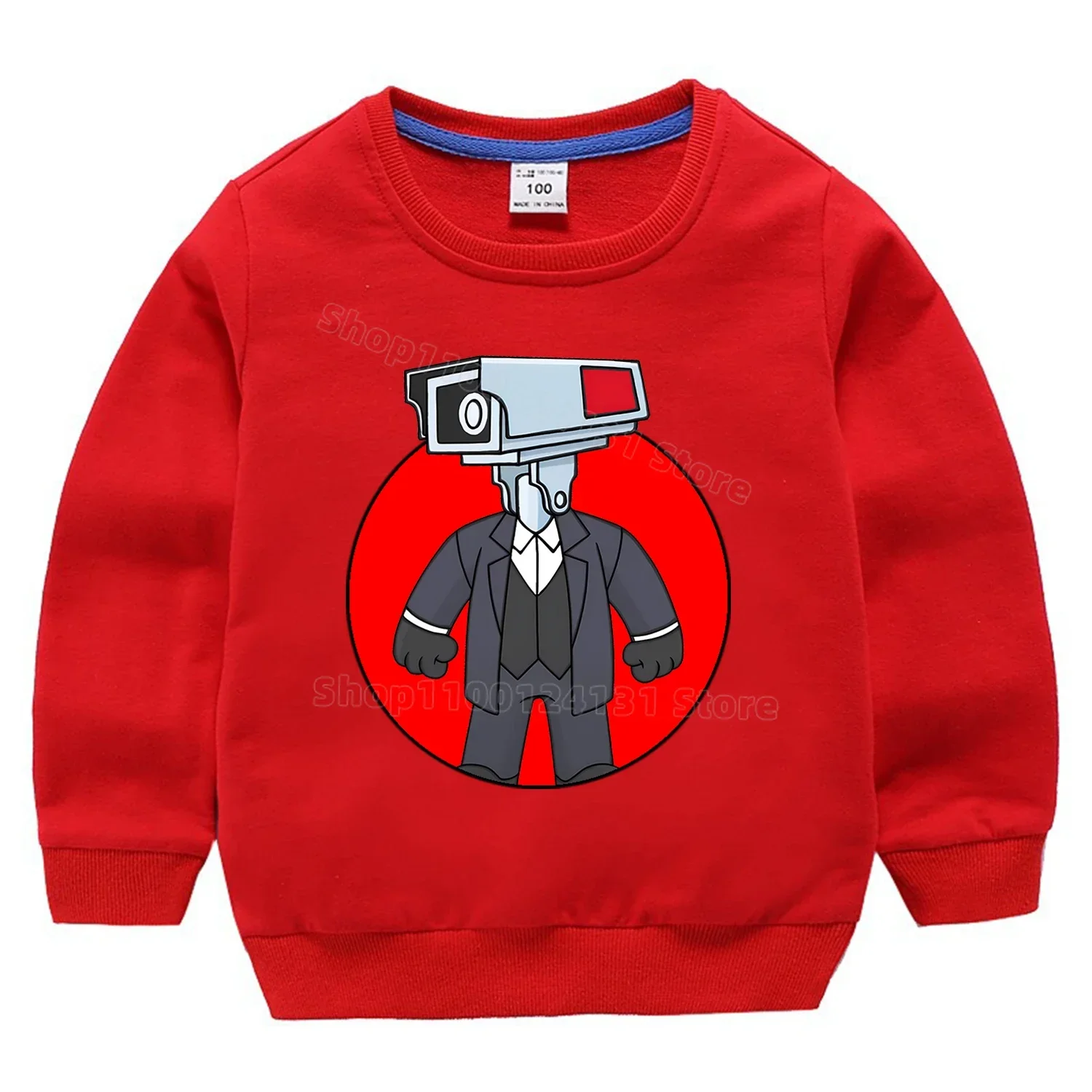 TV Man From Skibidi Toilet Jumpers for Children Anime Cotton Sweatshirt Thin Tops Clothing for Boys Girls Trendy Baby Clothes