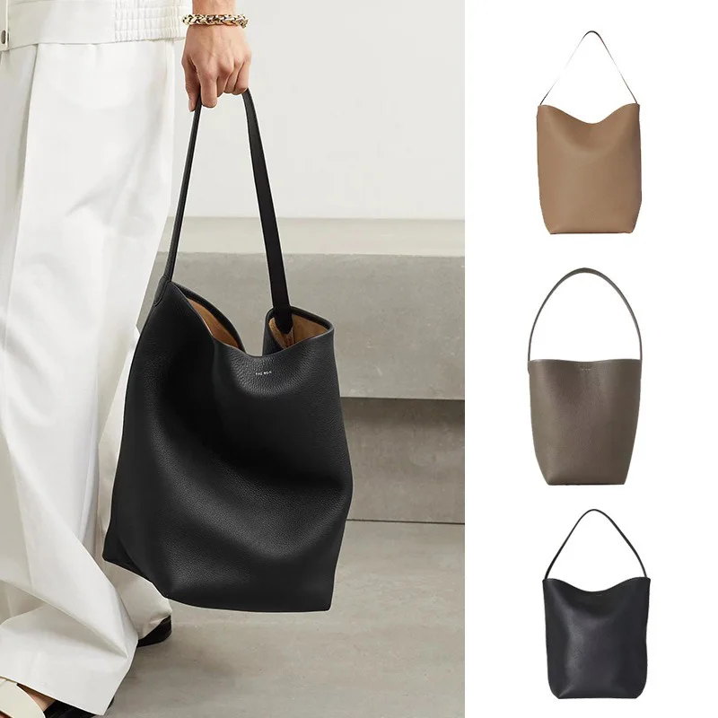New Women High Quality Soft Genuine Leather Handbag Female Large Capacity Bucket Bag Lady Trend Luxury Designer Tote Bag