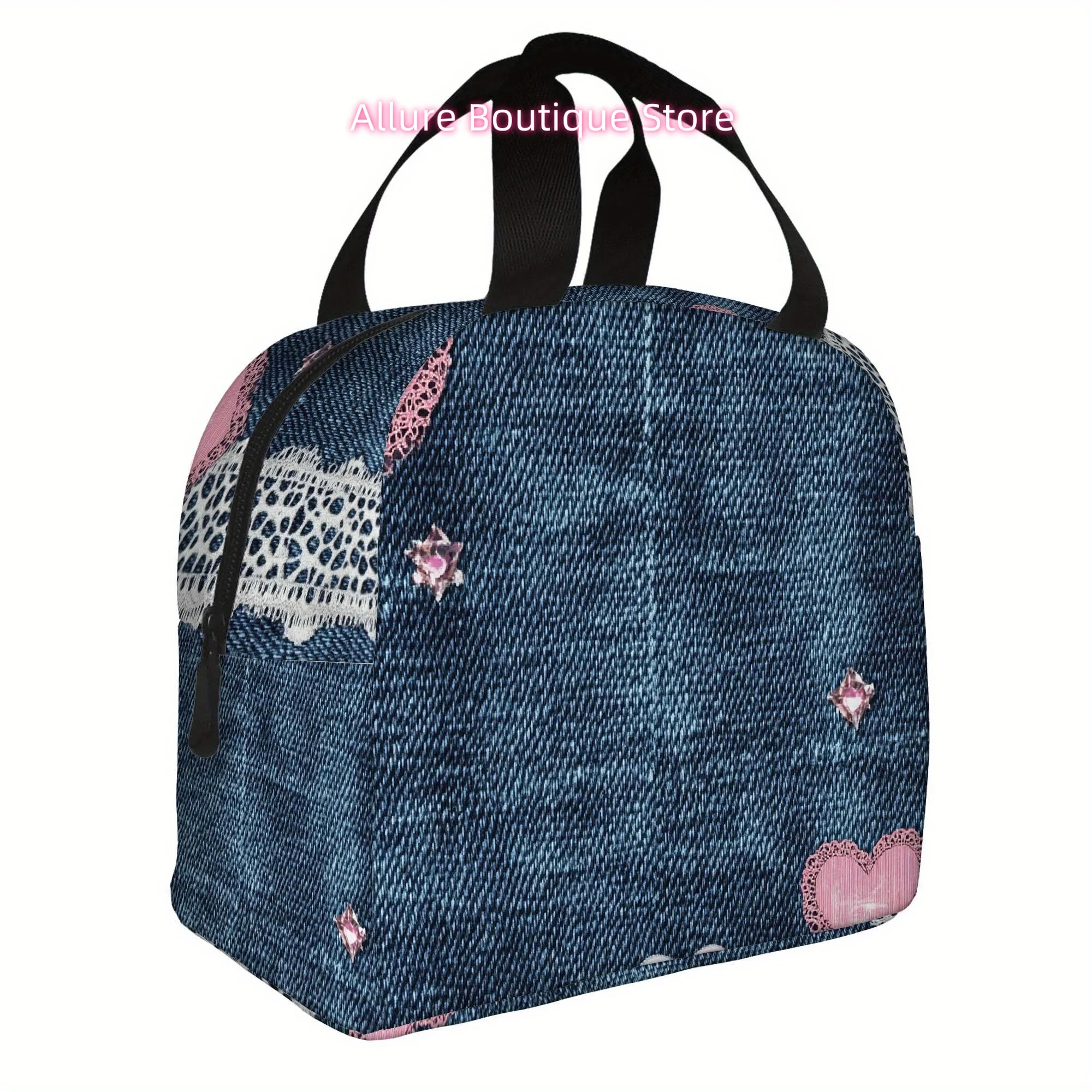 

1pc Thermal Insulated Bag - Denim Fabric Thermal Insulation, Non-Food Contact, Portable Thermal Bag for Home, Office, Restaurant