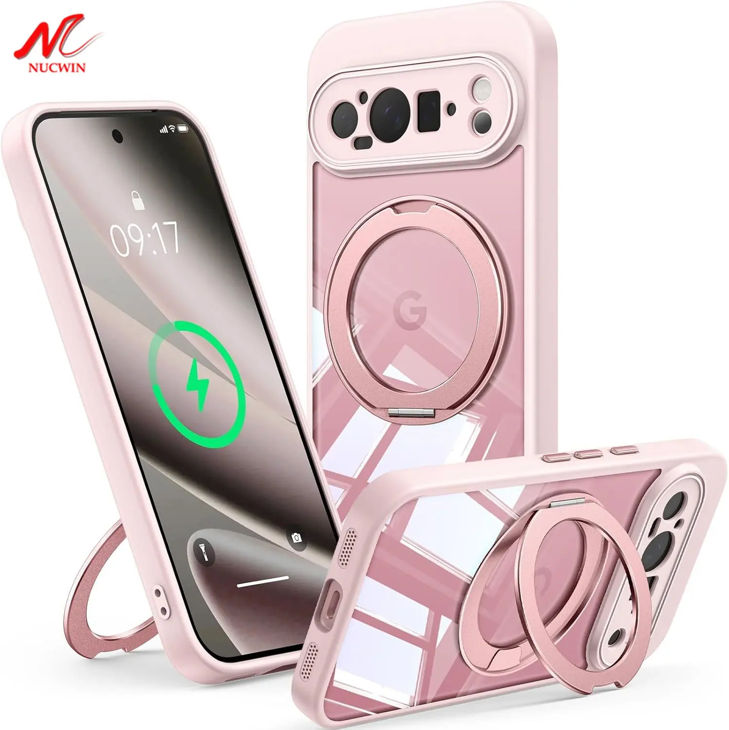 Support magnétique rotatif à 360° pour coque Magsafe pour Google Pixel 10 9 8 Pro XL 8A 9A 10A, coque arrière transparente rigide avec protection d'appareil photo plaquée