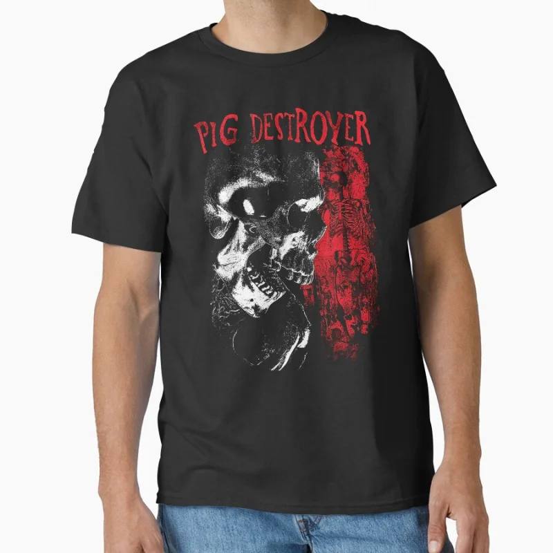 

Pig Destroyer Teeth Grinding hardcore punk band horror skull scary halloween gift T-shirt for men Large size Tops S-6xl