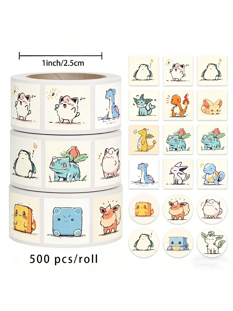 500 Stück Pokemon Rollaufkleber Cartoon Graffiti PVC-Sticker für Gitarre Lautsprecher Skateboard Laptop Schreibwaren Siegel Dekoration