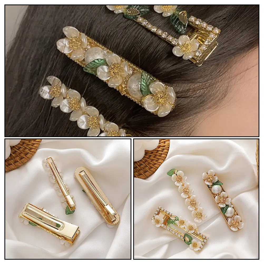 

3Pcs Flower Hair Clasp Elegant Assorted Color Unique Hairpin Fashionable Headdress Hair Accessory Decorative Hairpins