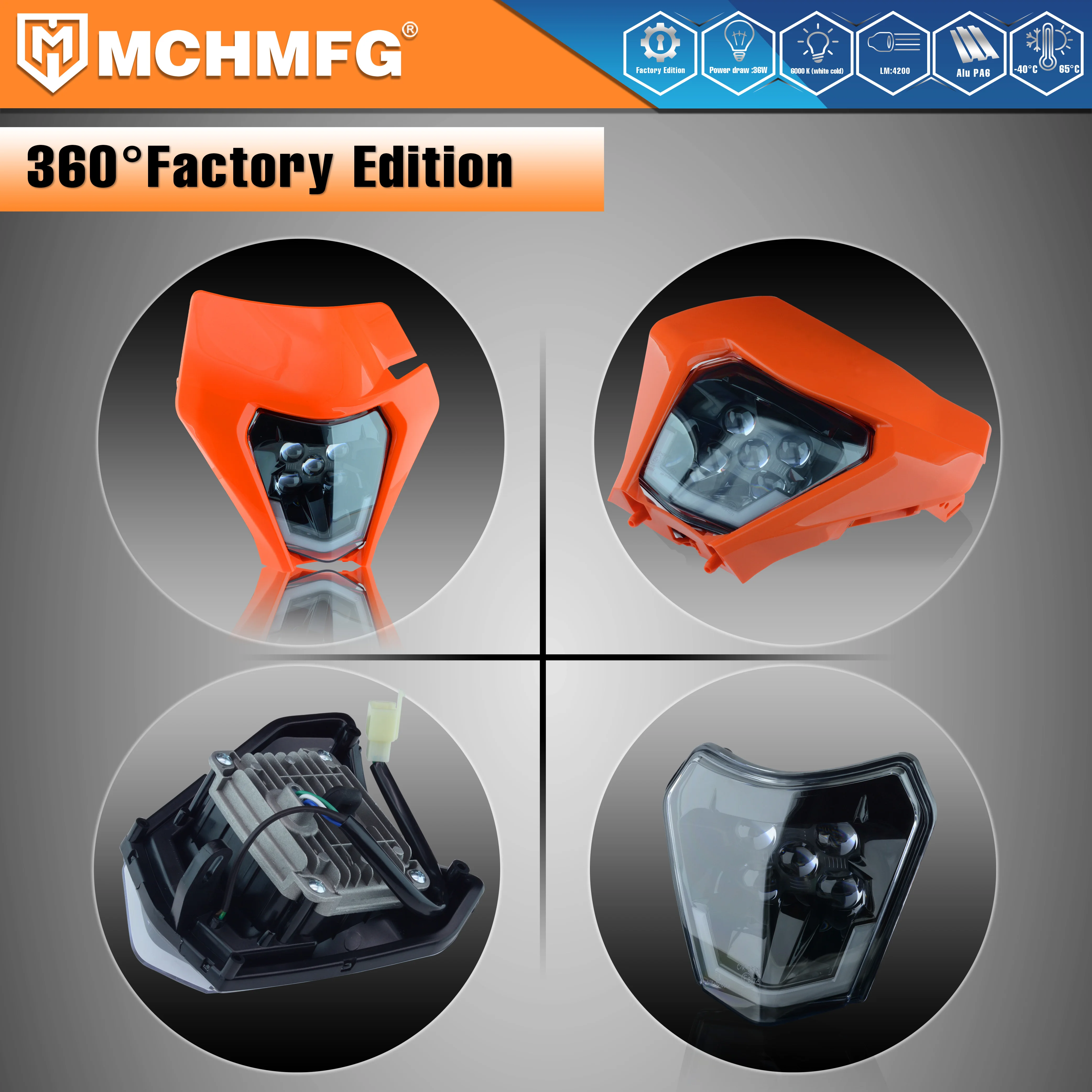 MCHMFG Motorcycle  crystal LED Headlight Headlamp For KTM EXC  SX SXFXC XCF XCW XCFW 2020 2021 2022 Enduro MX Motorcycle