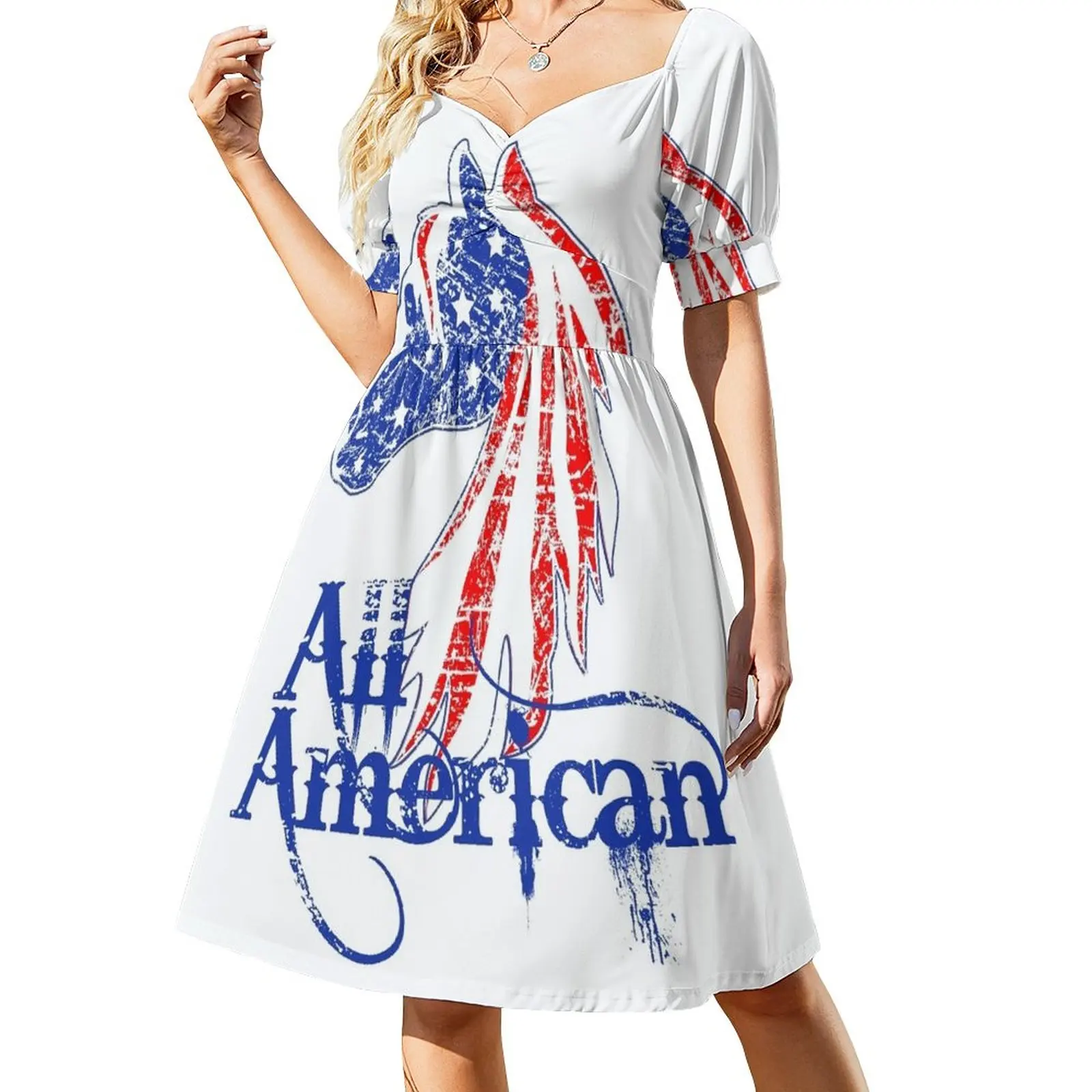 

All American | USA Patriotic Horse| NickerStickers on Redbubble Sleeveless Dress Long dress woman