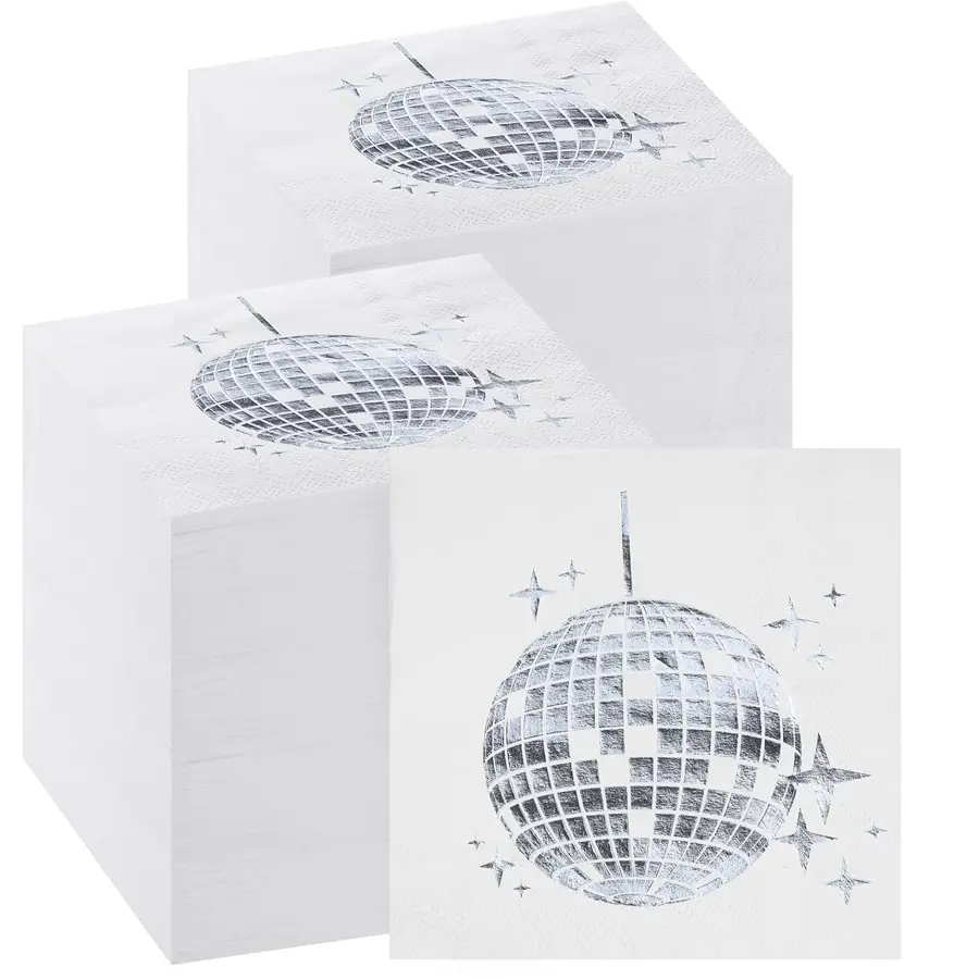 Disco Party Cocktail Napkins Stylish Disposable 70s 80s 90s Party Supplies Cocktail Napkins Party Napkins Paper Napkins