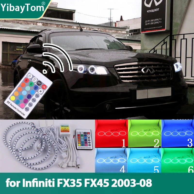 

Разноцветные кольца дистанционного управления RGB для INFINITI FX35 FX45 2003-2008, модификация частотных фар своими руками