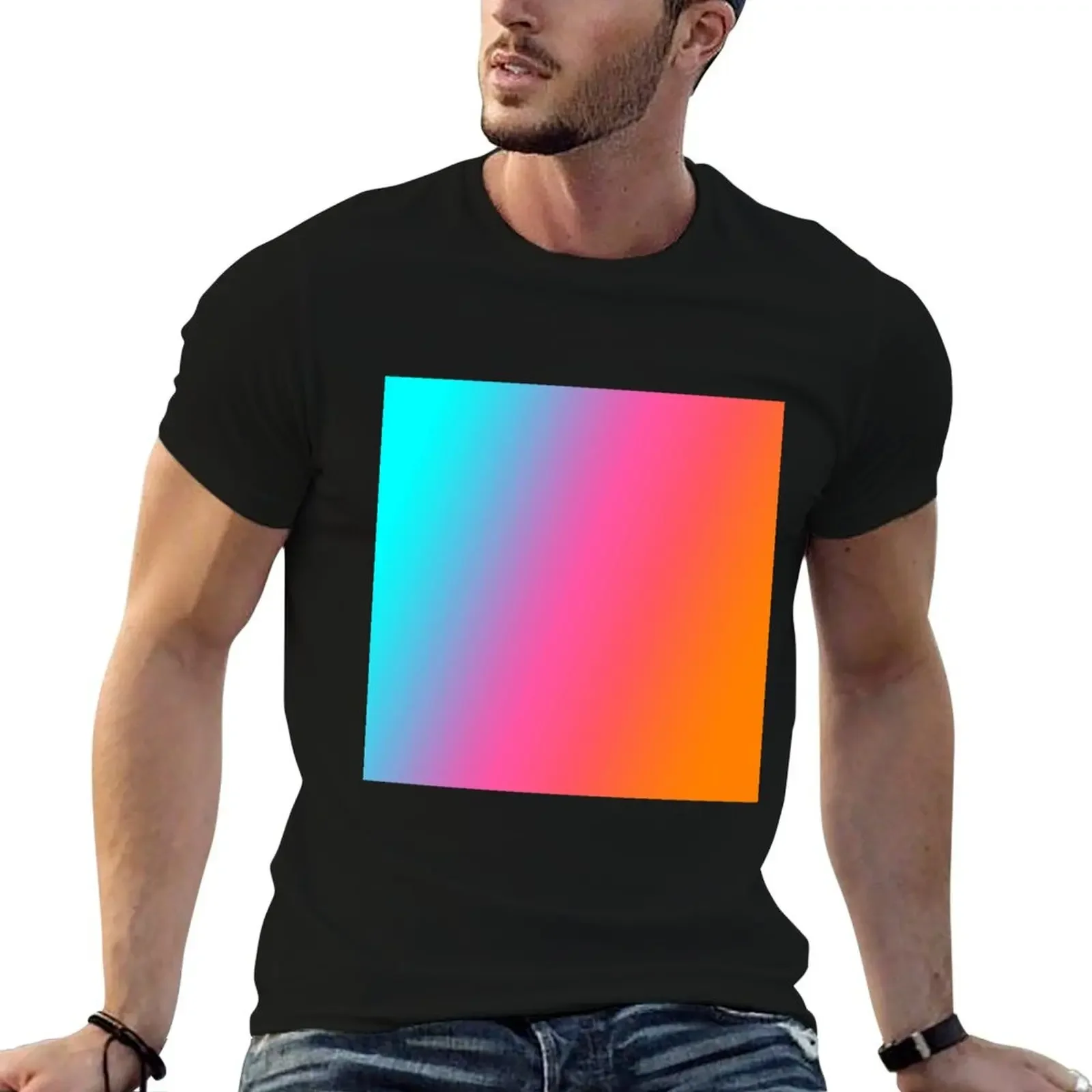 OMBRE| GRADIENT DESIGN BRIGHT BLUE- PINK- ORANGE T-Shirt Aesthetic clothing anime tshirt men clothing